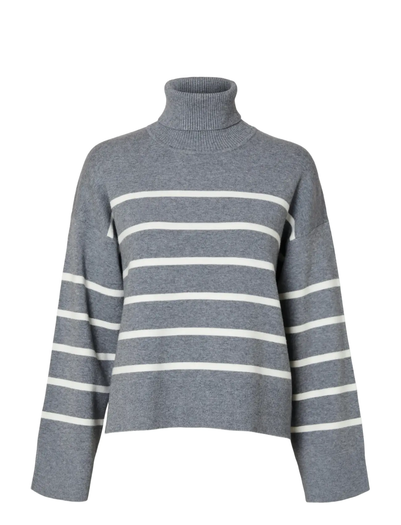 Selected SLFKAMMA LS KNIT ROLL NECK NOOS - Tøj - MEDIUM GREY MELANGE / grey