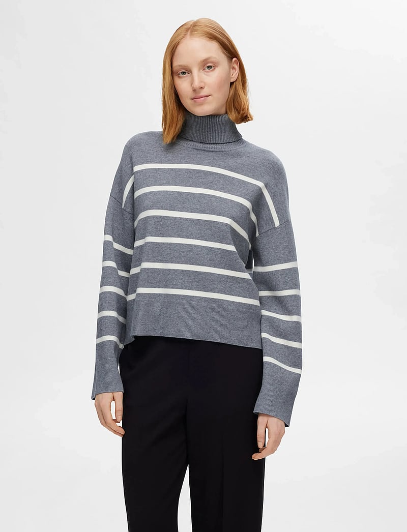 Selected - SLFKAMMA LS KNIT ROLL NECK NOOS - rullekraver - medium grey melange - 0
