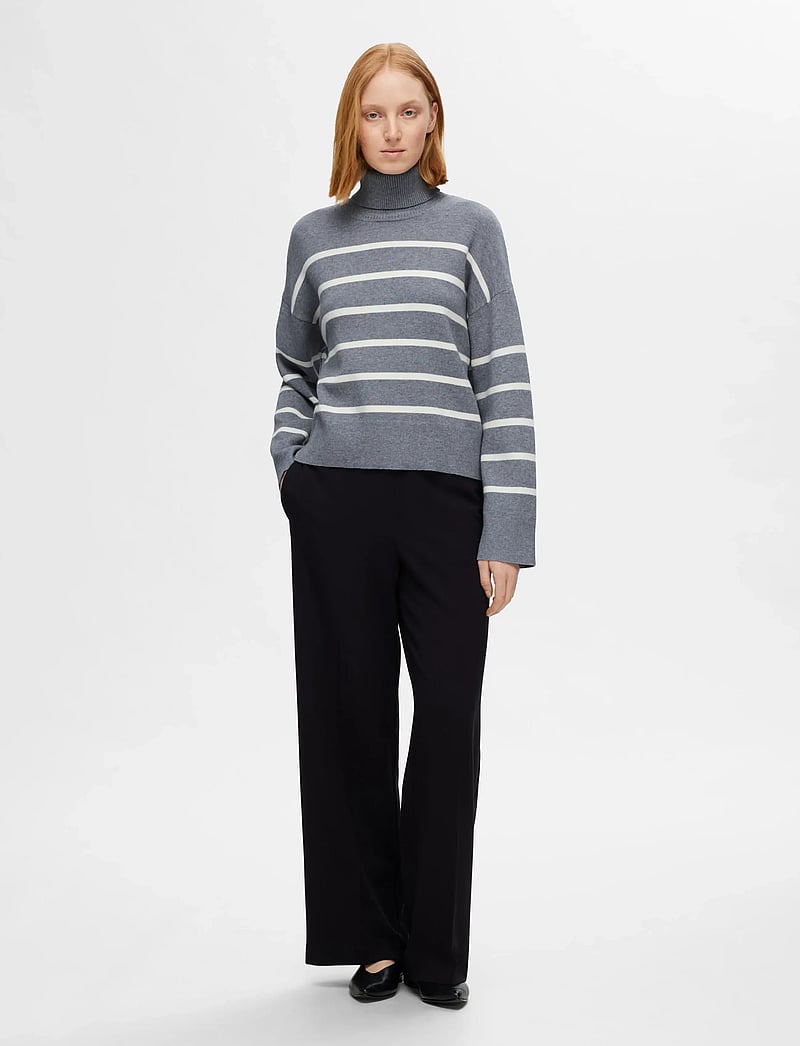 Selected - SLFKAMMA LS KNIT ROLL NECK NOOS - rullekraver - medium grey melange - 3