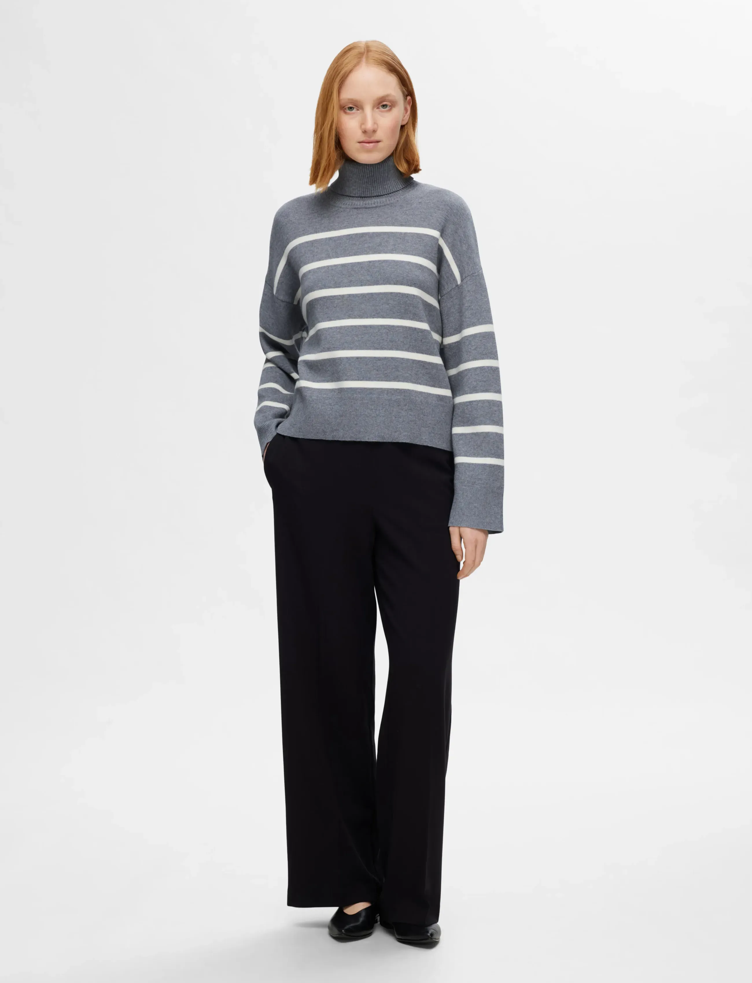 Selected - SLFKAMMA LS KNIT ROLL NECK NOOS - rullekraver - medium grey melange - 3