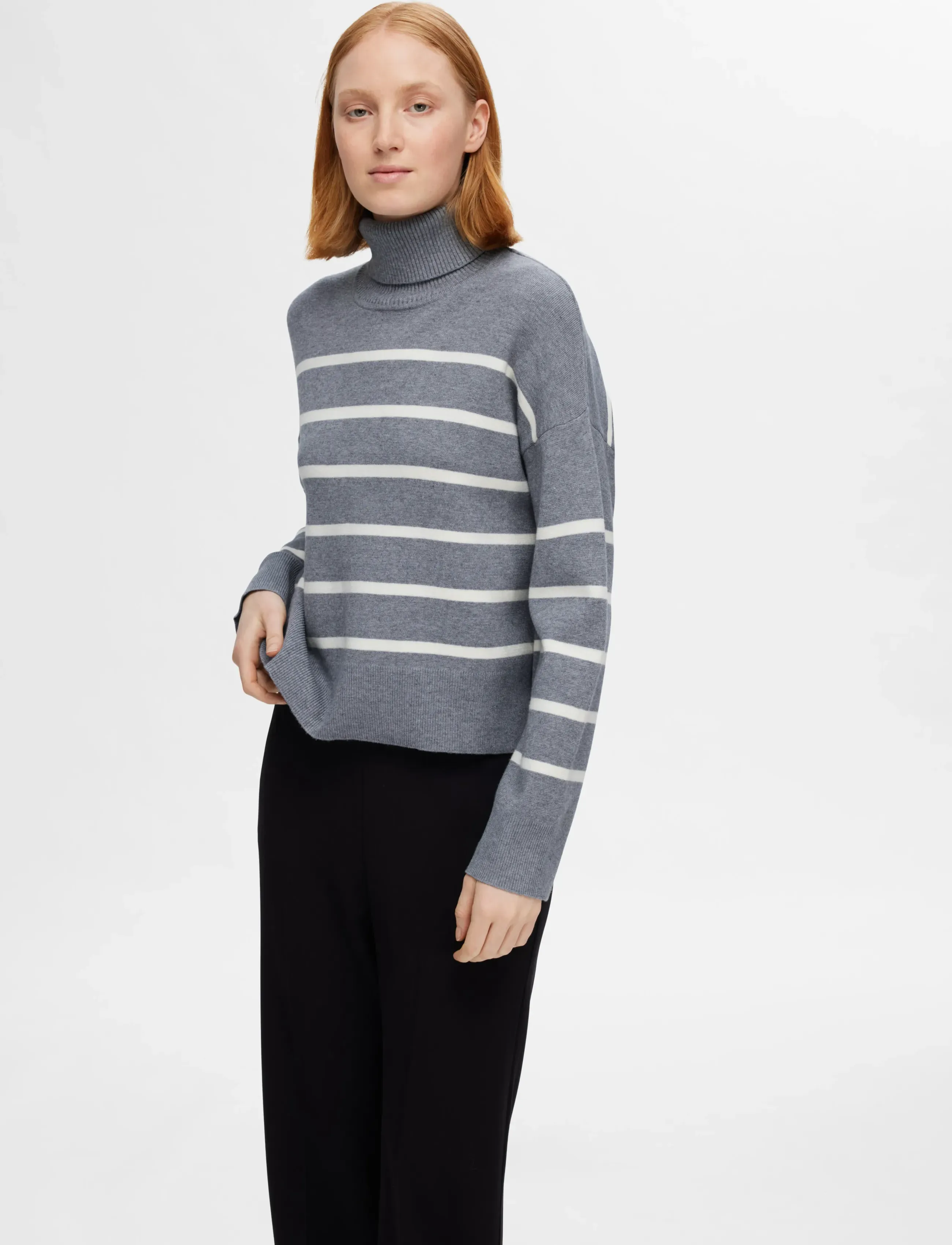 Selected - SLFKAMMA LS KNIT ROLL NECK NOOS - rullekraver - medium grey melange - 4
