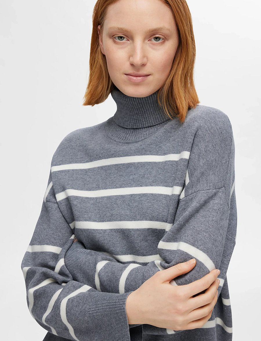 Selected - SLFKAMMA LS KNIT ROLL NECK NOOS - rullekraver - medium grey melange - 5