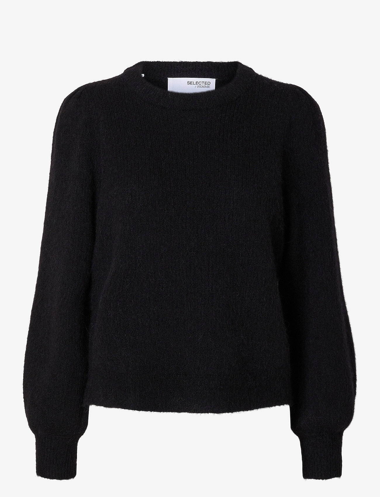 Selected - SLFLULU LS KNIT RIB O-NECK NOOS - black - 1
