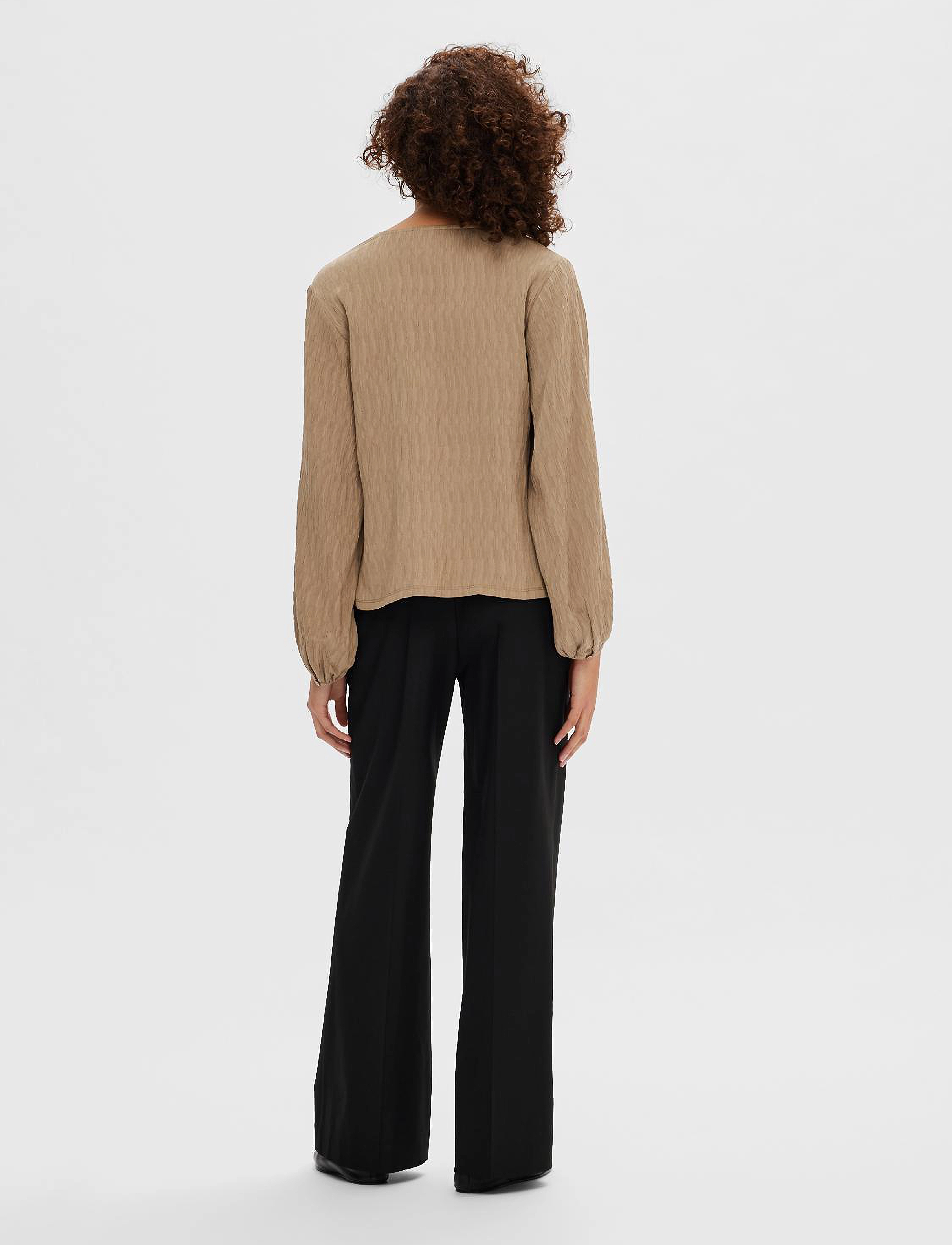 Selected - SLFQUINN LS TOP AT - greige - 2