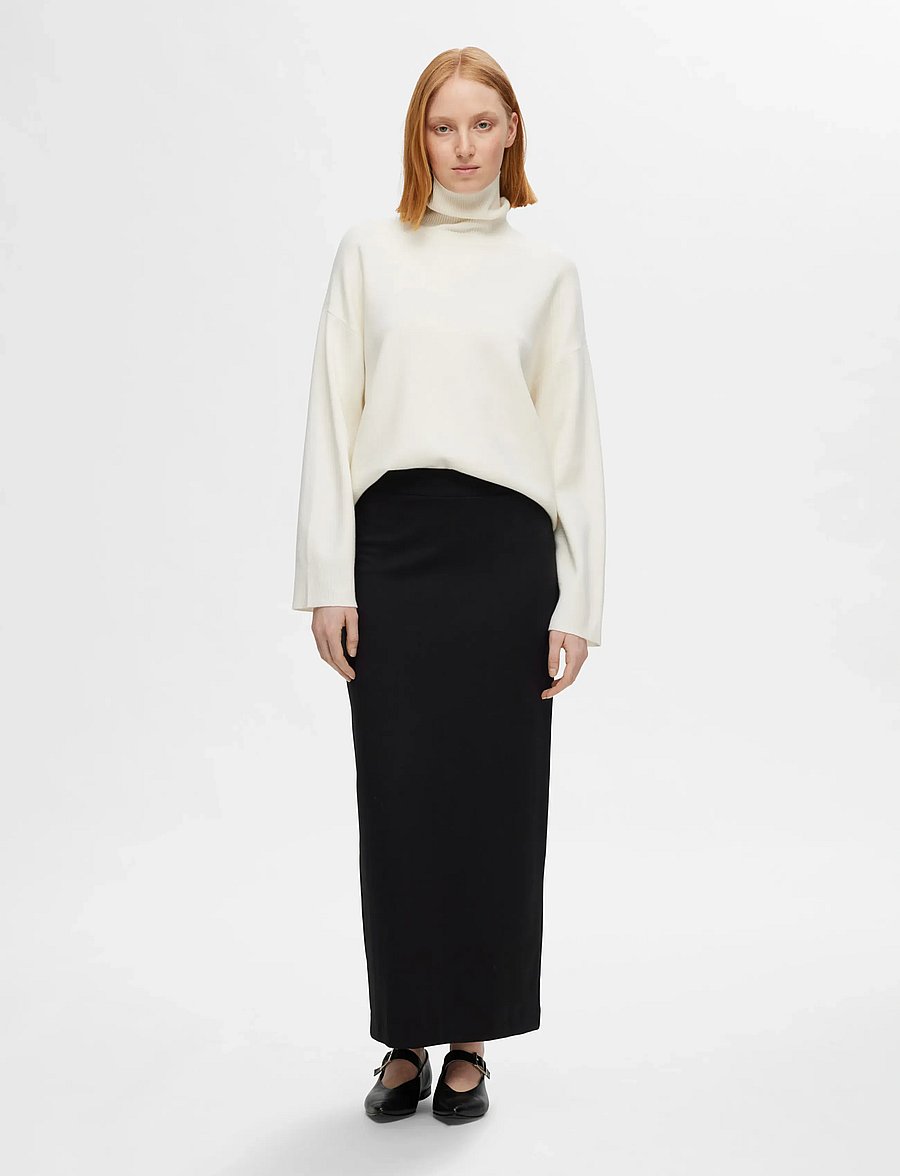 Selected - SLFSHELLY MW ANKLE SKIRT NOOS - maxi röcke - black - 3
