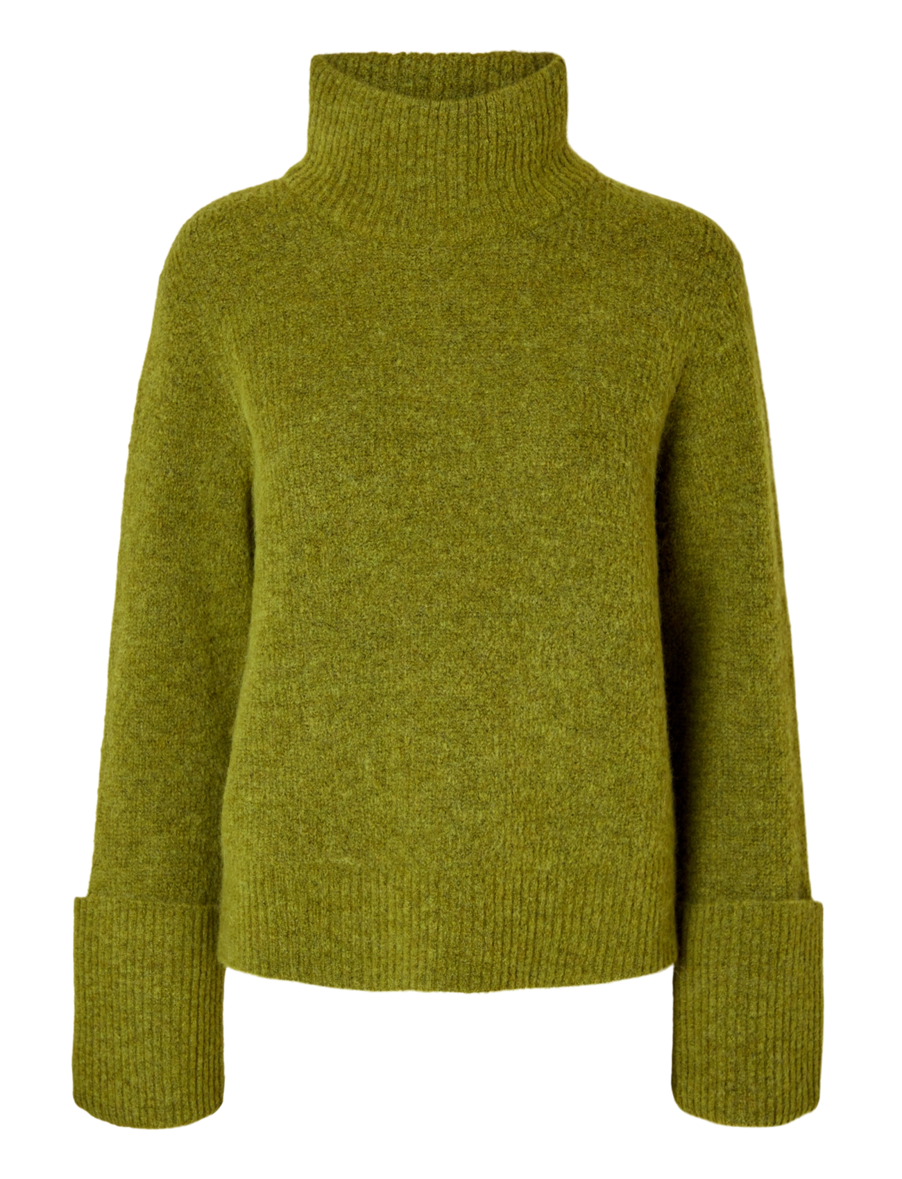 Selected SLWSIA RAS LS KNIT HIGH NECK NOOS - Stickat - CARDAMOM SEED / khaki/green