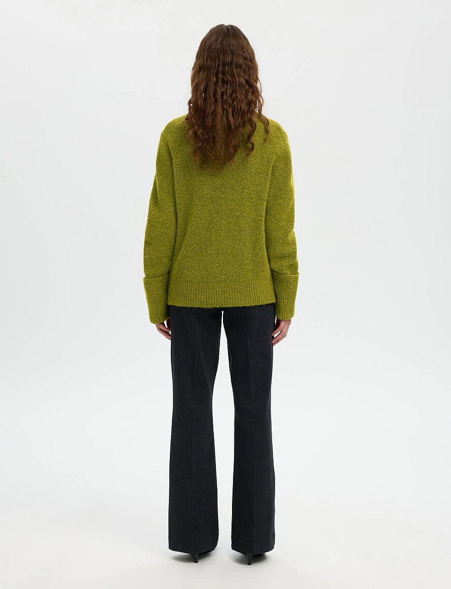 Selected - SLWSIA RAS LS KNIT HIGH NECK NOOS - polotröjor - cardamom seed - 2