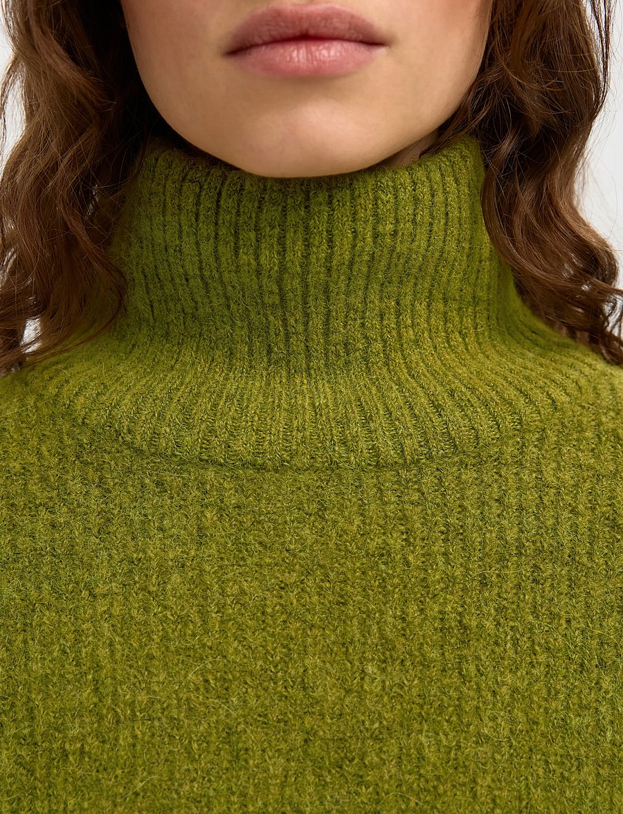 Selected - SLWSIA RAS LS KNIT HIGH NECK NOOS - polotröjor - cardamom seed - 3