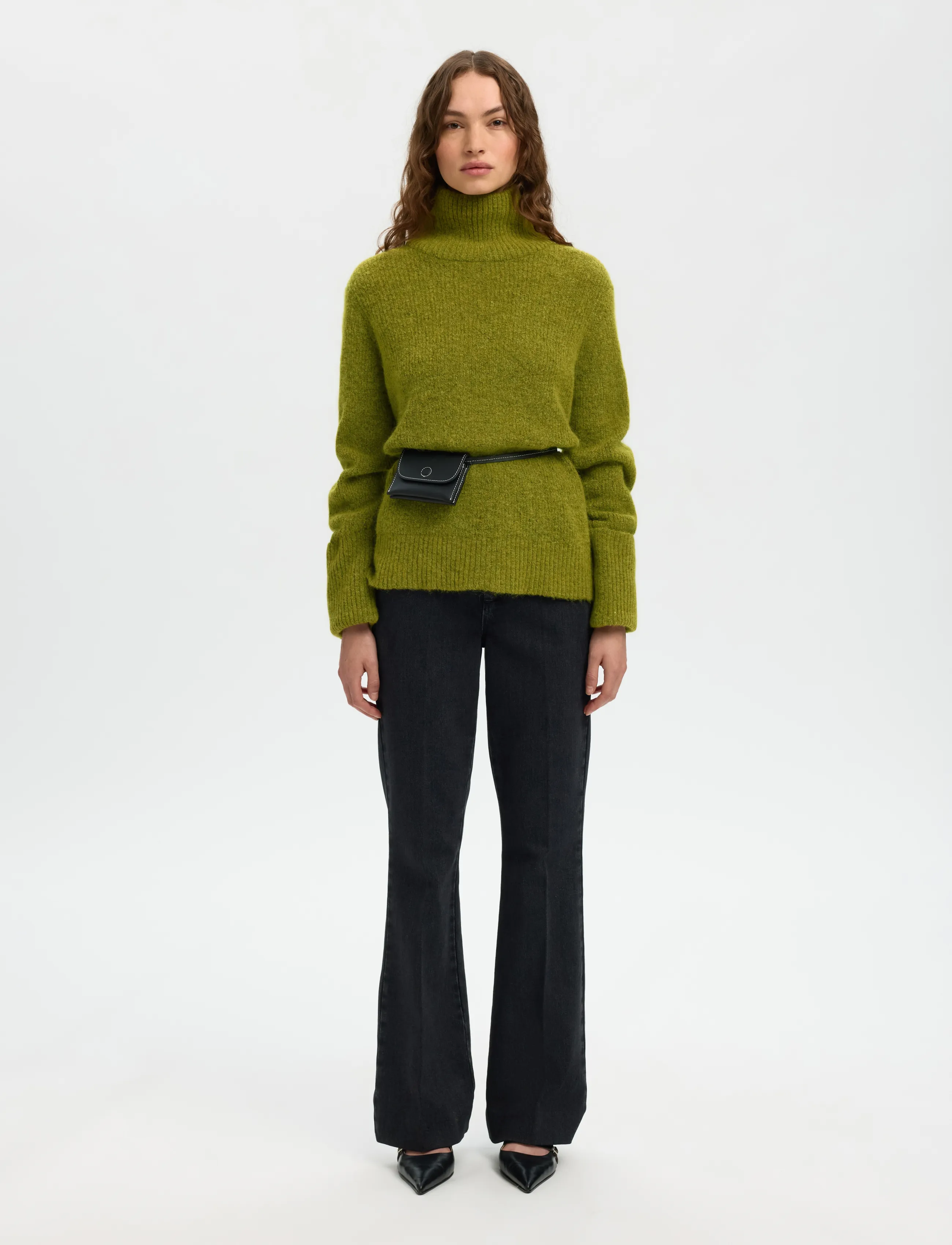 Selected - SLWSIA RAS LS KNIT HIGH NECK NOOS - polotröjor - cardamom seed - 4