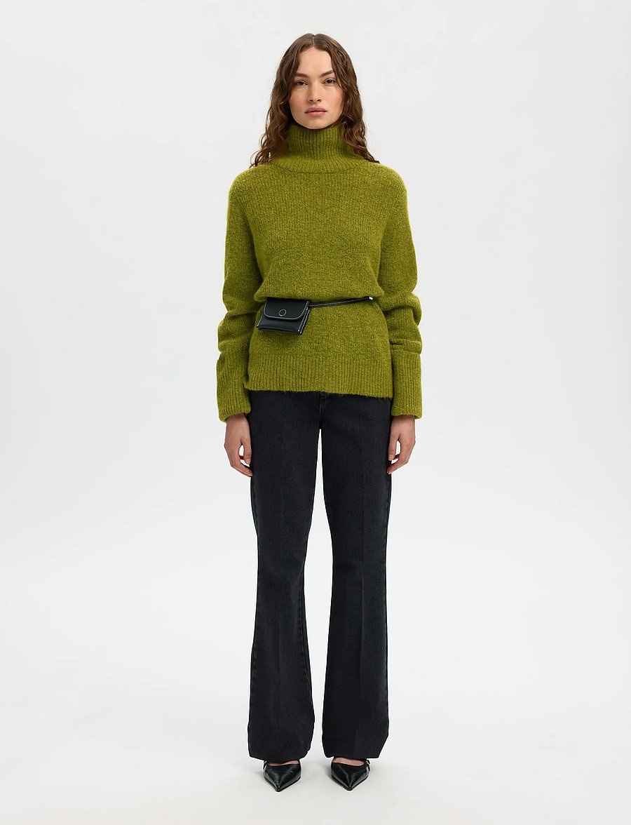 Selected - SLWSIA RAS LS KNIT HIGH NECK NOOS - polotröjor - cardamom seed - 4