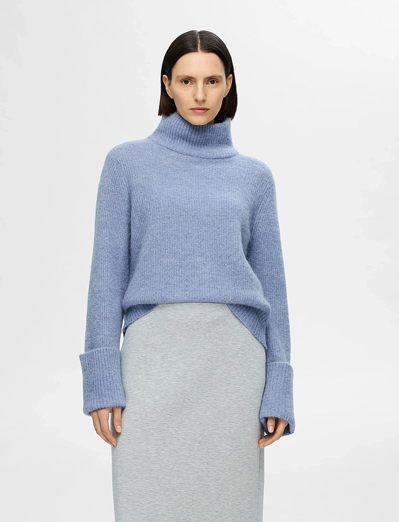 Selected - SLFSIA RAS LS KNIT HIGH NECK - rúllukragar - endless sky - 0