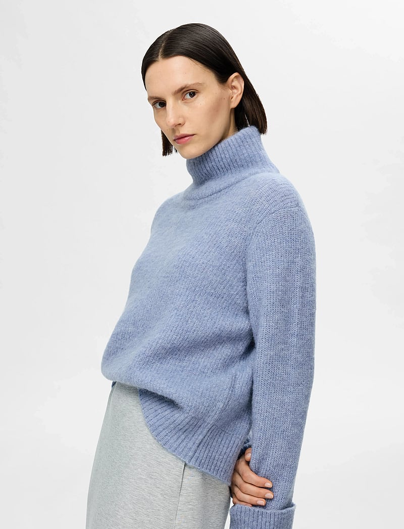 Selected - SLFSIA RAS LS KNIT HIGH NECK - rúllukragar - endless sky - 5
