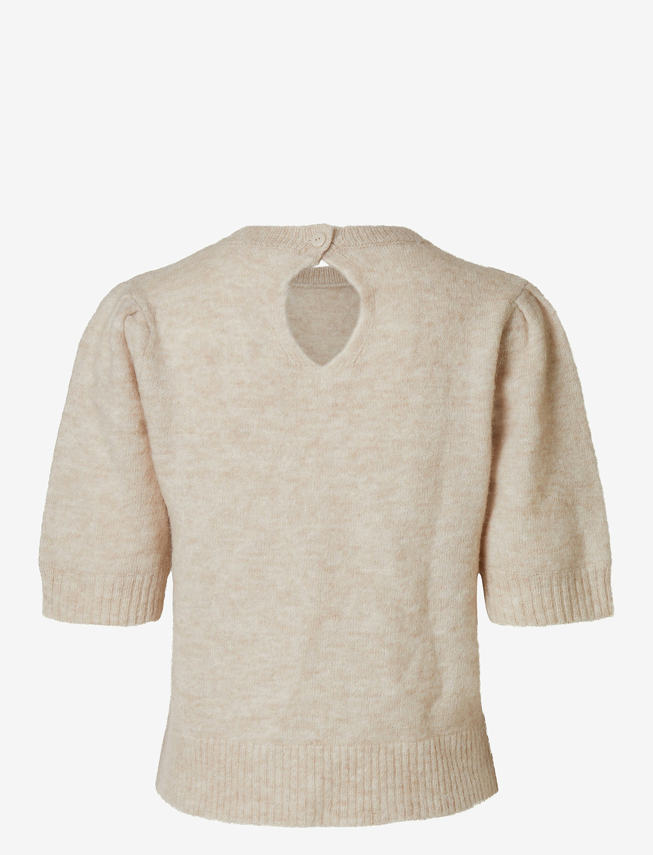 Selected - SLFLULU SS OPEN BACK KNIT O-NECK NOOS - stickade tröjor - birch - 2