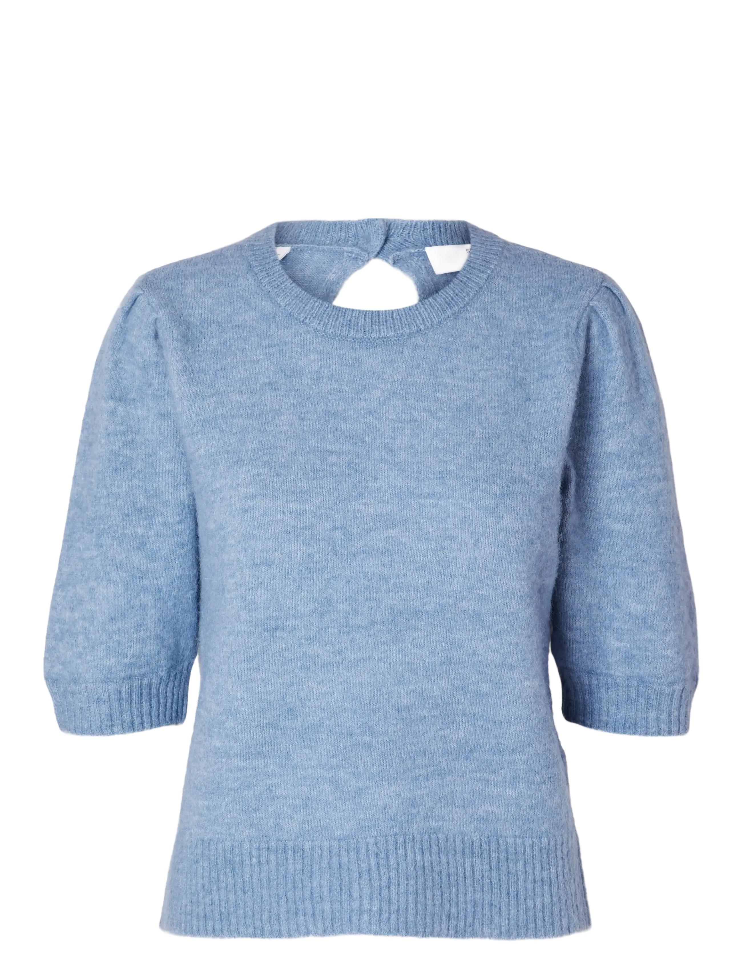 Selected SLFLULU SS OPEN BACK KNIT O-NECK NOOS - Trøjer - ENDLESS SKY / blue