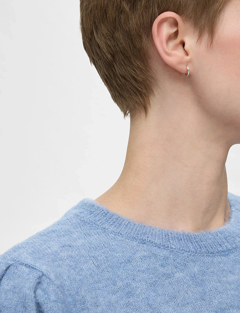 Selected - SLFLULU SS OPEN BACK KNIT O-NECK NOOS - striktrøjer - endless sky - 4