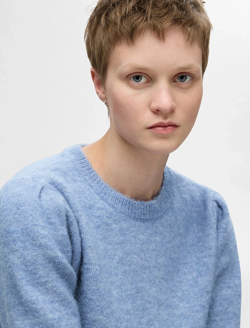 Selected - SLFLULU SS OPEN BACK KNIT O-NECK NOOS - striktrøjer - endless sky - 5