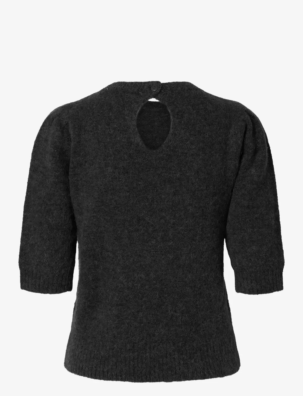 Selected - SLFLULU SS OPEN BACK KNIT O-NECK NOOS - stickade tröjor - volcanic ash - 2