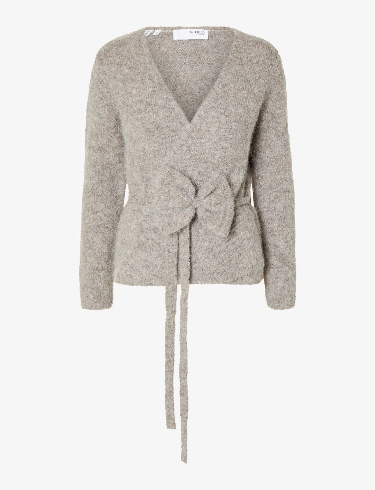 Selected SLFGABELLA LS KNIT BOW CARDIGAN - Koftor - STEEL GRAY / grey