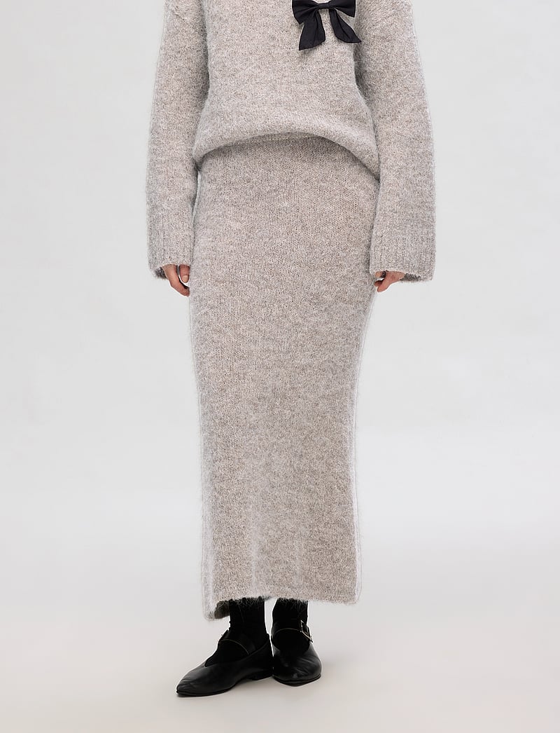 Selected - SLFGABELLA HW MIDI KNIT SKIRT - kootud seelikud - steel gray - 0