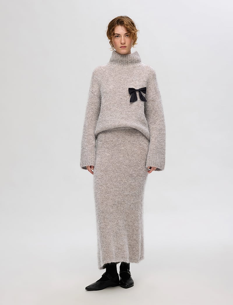 Selected - SLFGABELLA HW MIDI KNIT SKIRT - kootud seelikud - steel gray - 3