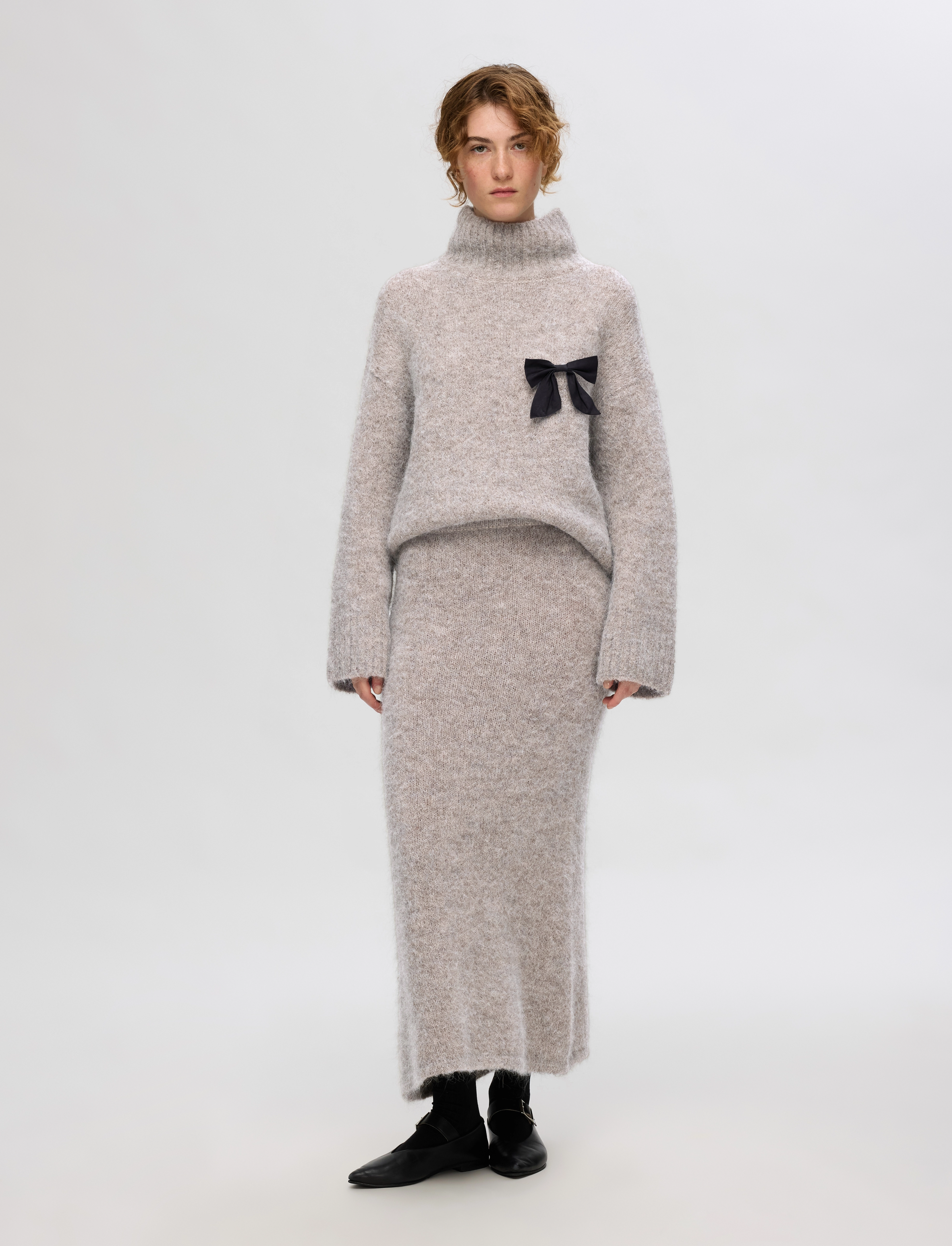 Selected - SLFGABELLA HW MIDI KNIT SKIRT - strikkede nederdele - steel gray - 3