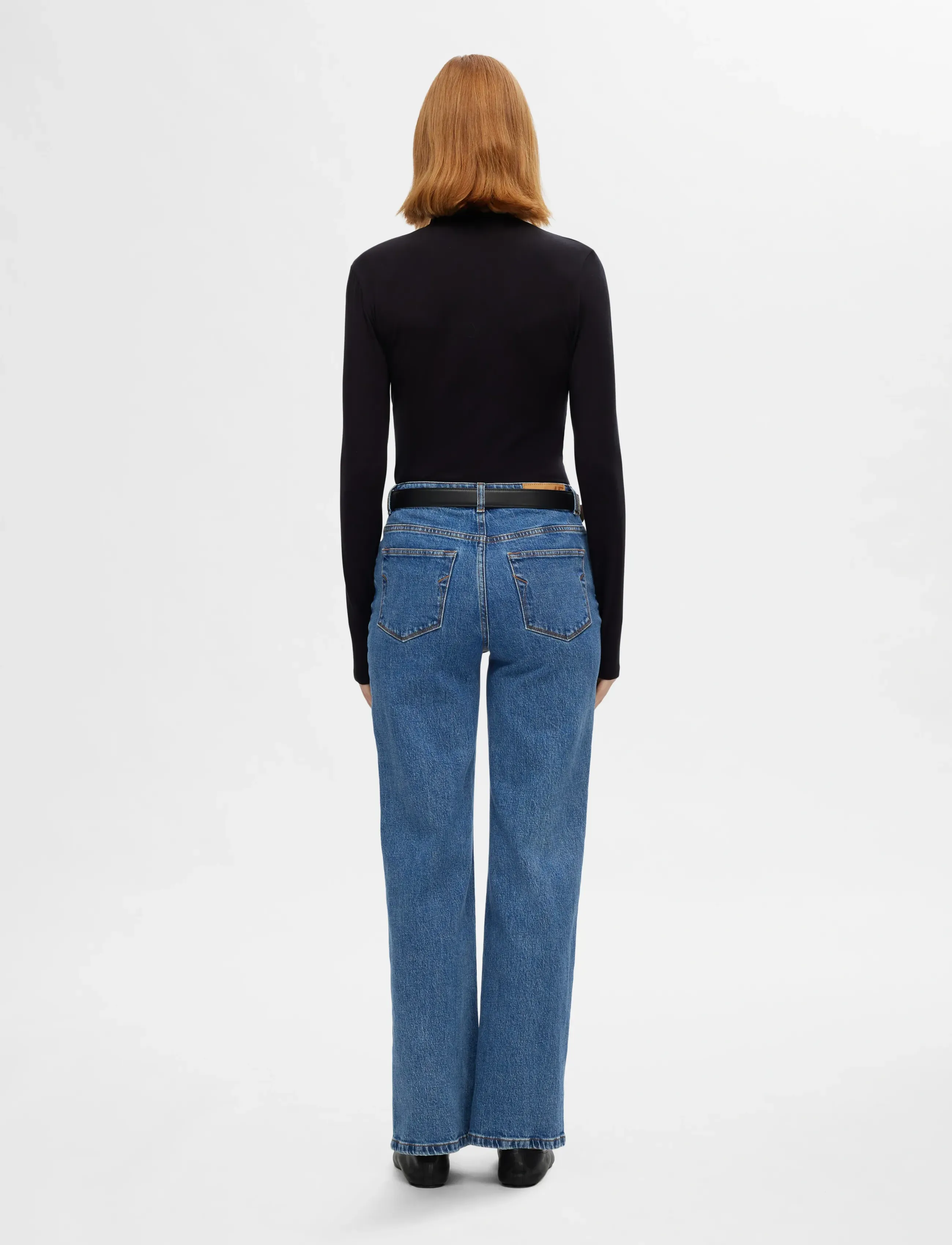 Selected - SLFALICE HW WIDE LONG WING BLU JEAN NOOS - brede jeans - medium blue denim - 2