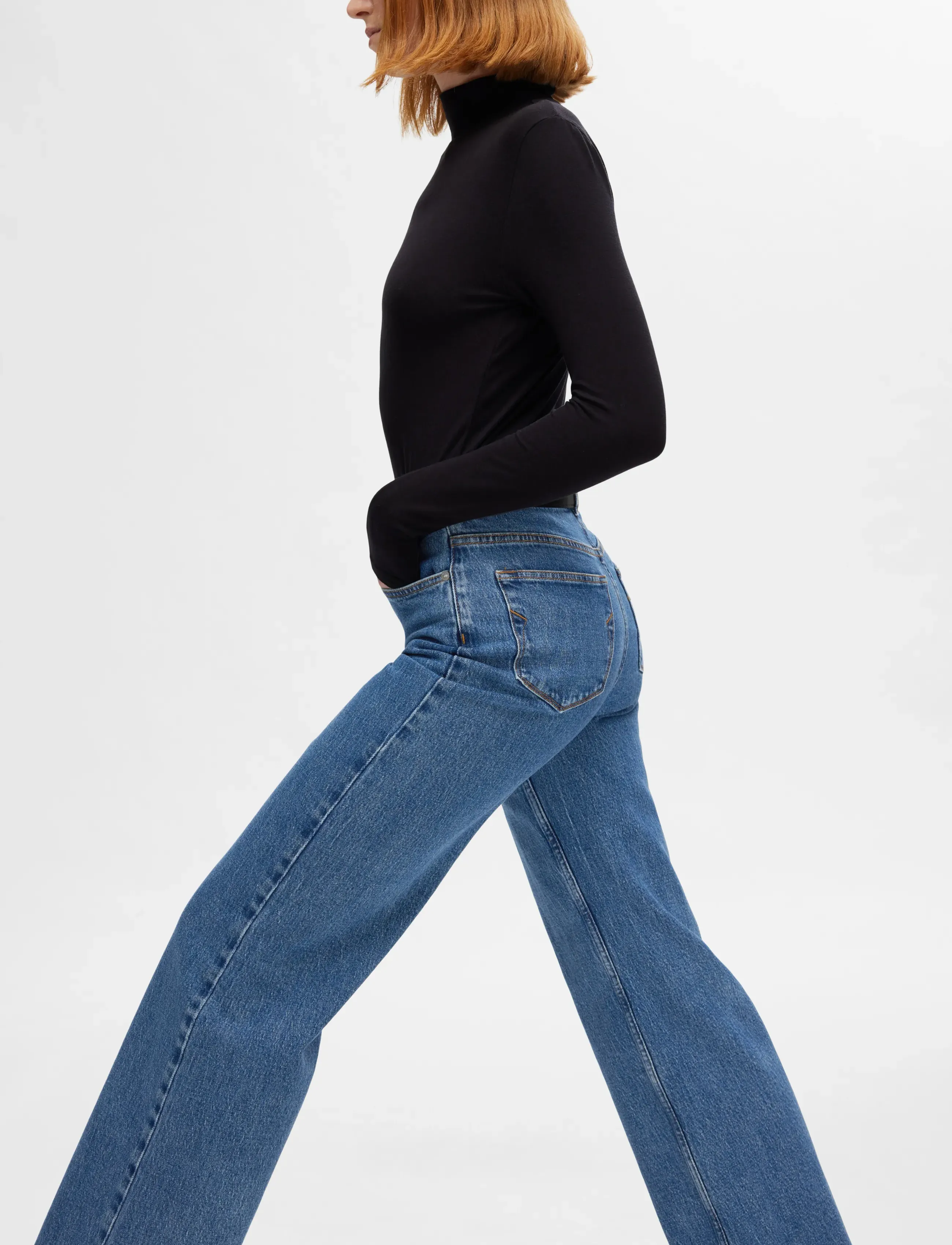 Selected - SLFALICE HW WIDE LONG WING BLU JEAN NOOS - brede jeans - medium blue denim - 5
