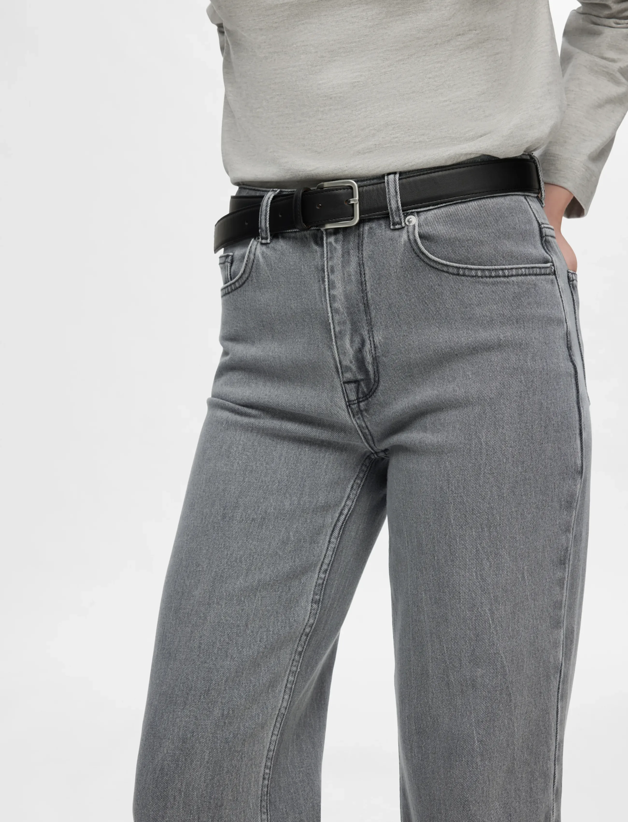 SELECTED Slfalice Hw Wid Long Eloise Gre Jea Noos high waist jeans dam – bild 5