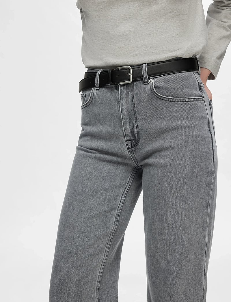 Selected - SLFALICE HW WID LONG ELOISE GRE JEA NOOS - hosen mit weitem bein - light grey denim - 5