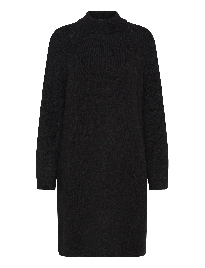 Selected - SLFLULU LS HIGH NECK KNIT DRESS - knitted dresses - black - 1