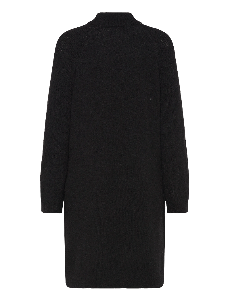 Selected - SLFLULU LS HIGH NECK KNIT DRESS - knitted dresses - black - 2
