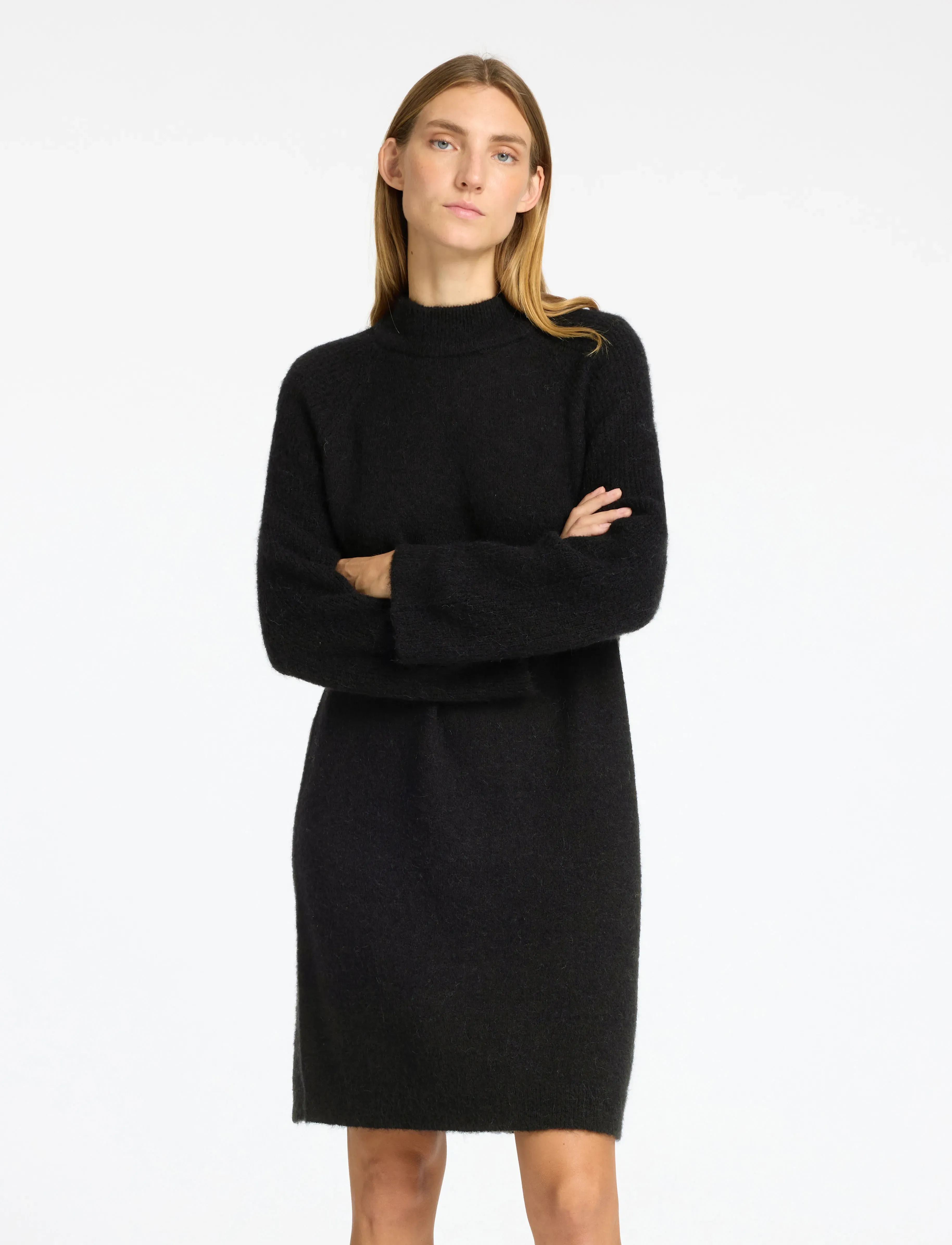 Selected SLFLULU LS HIGH NECK KNIT DRESS - Kjoler - BLACK / black