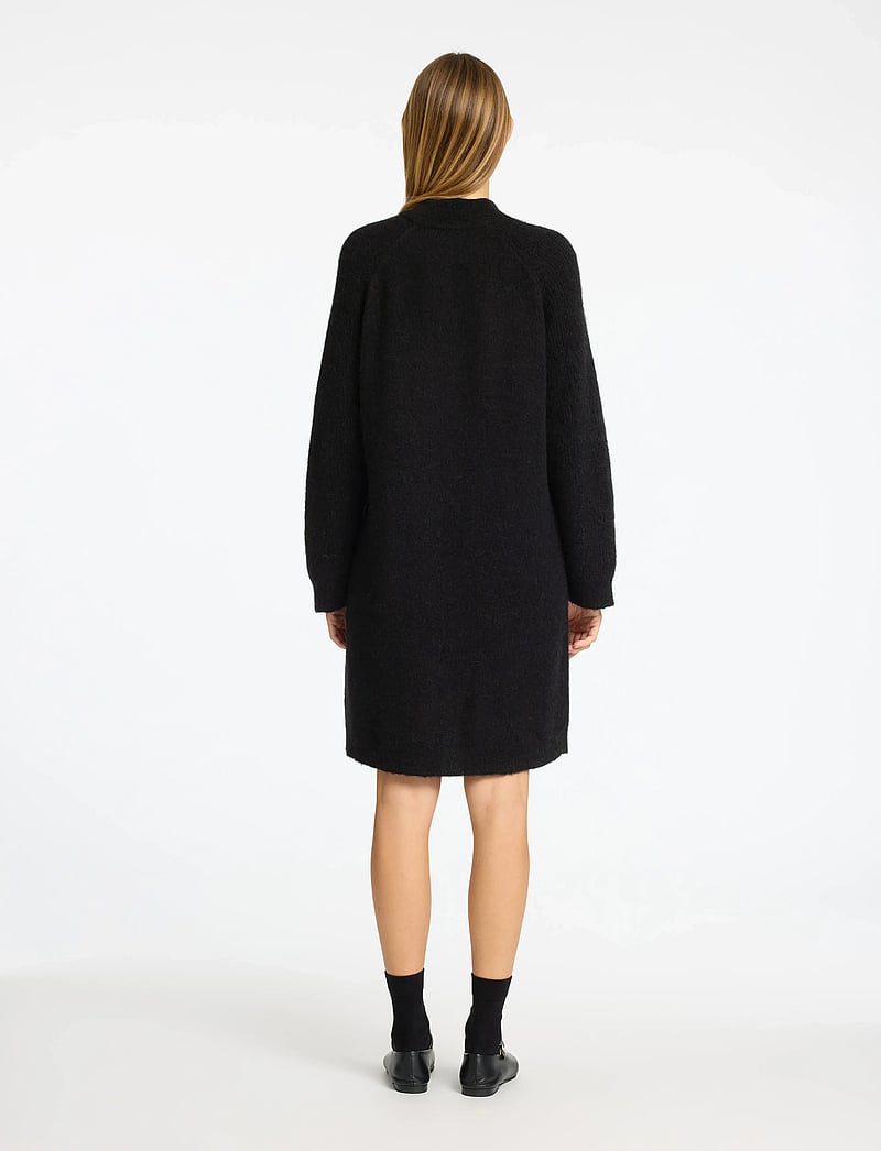 Selected - SLFLULU LS HIGH NECK KNIT DRESS - knitted dresses - black - 3