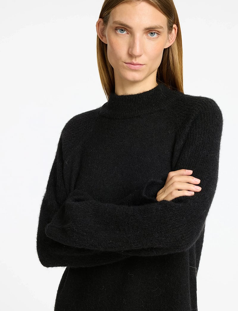 Selected - SLFLULU LS HIGH NECK KNIT DRESS - knitted dresses - black - 4