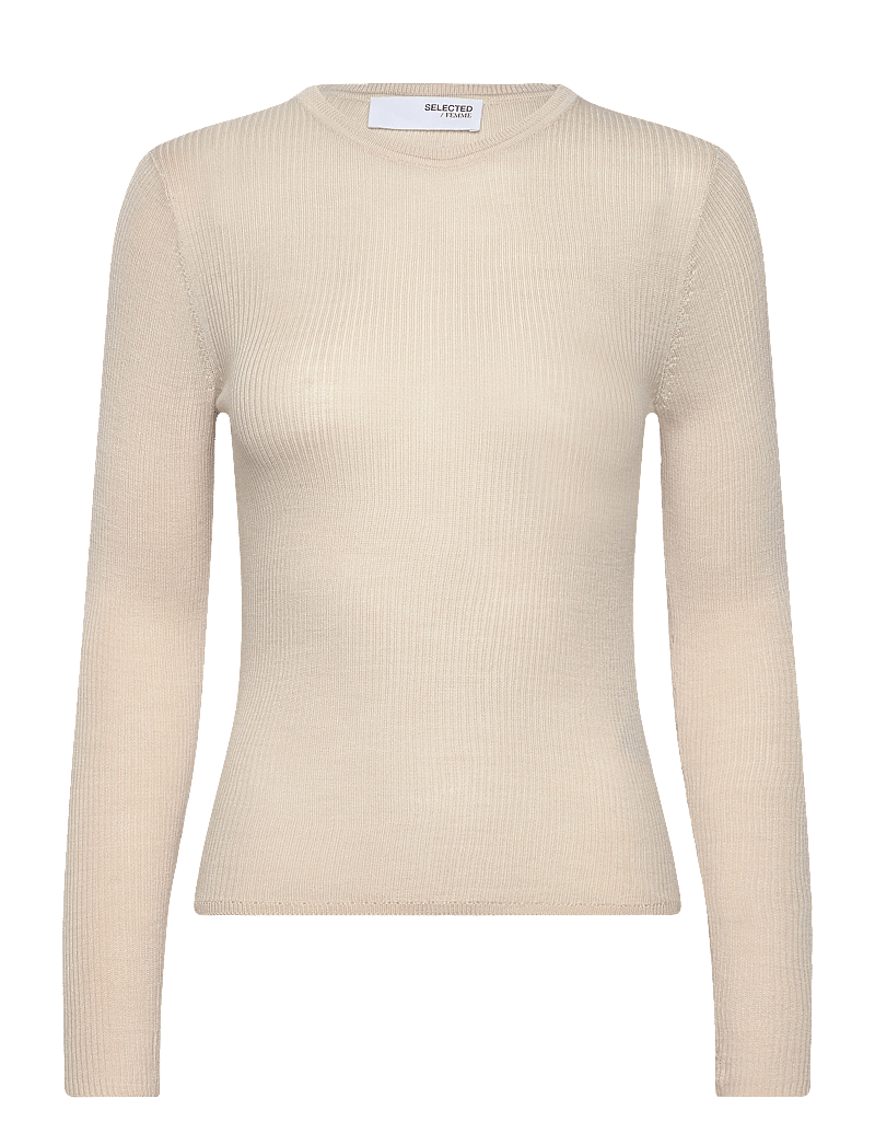 Selected - SLFNAJA LS KNIT O-NECK - sviitrid - birch - 1