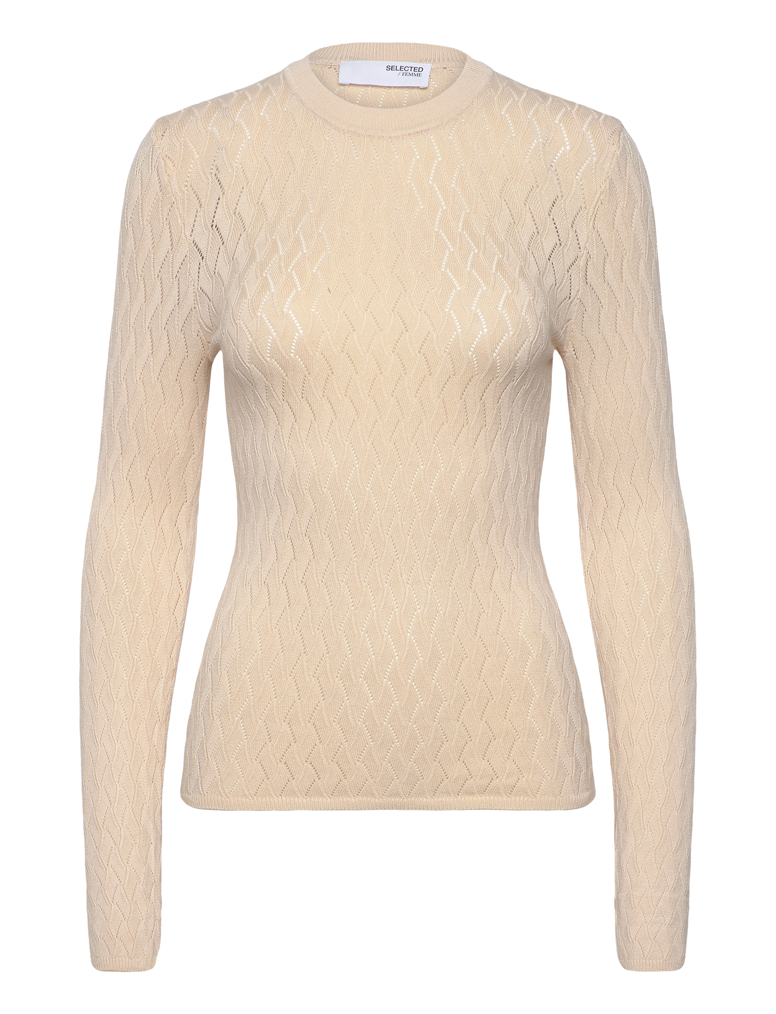 SELECTED Slfcabala Ls Knit O-Neck Cream - XXL - Damen