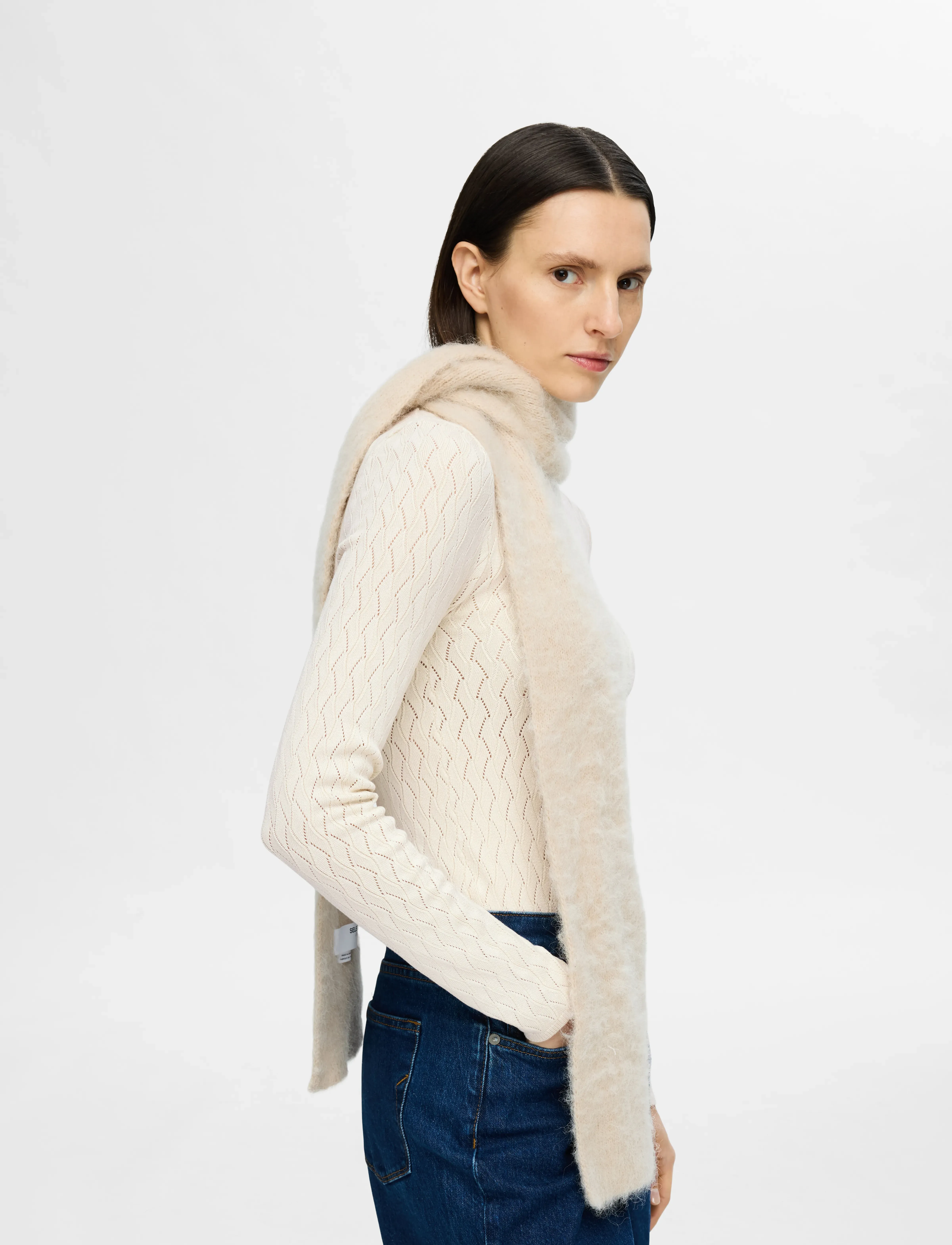 Selected - SLFCABALA LS KNIT O-NECK - laveste priser - birch - 4