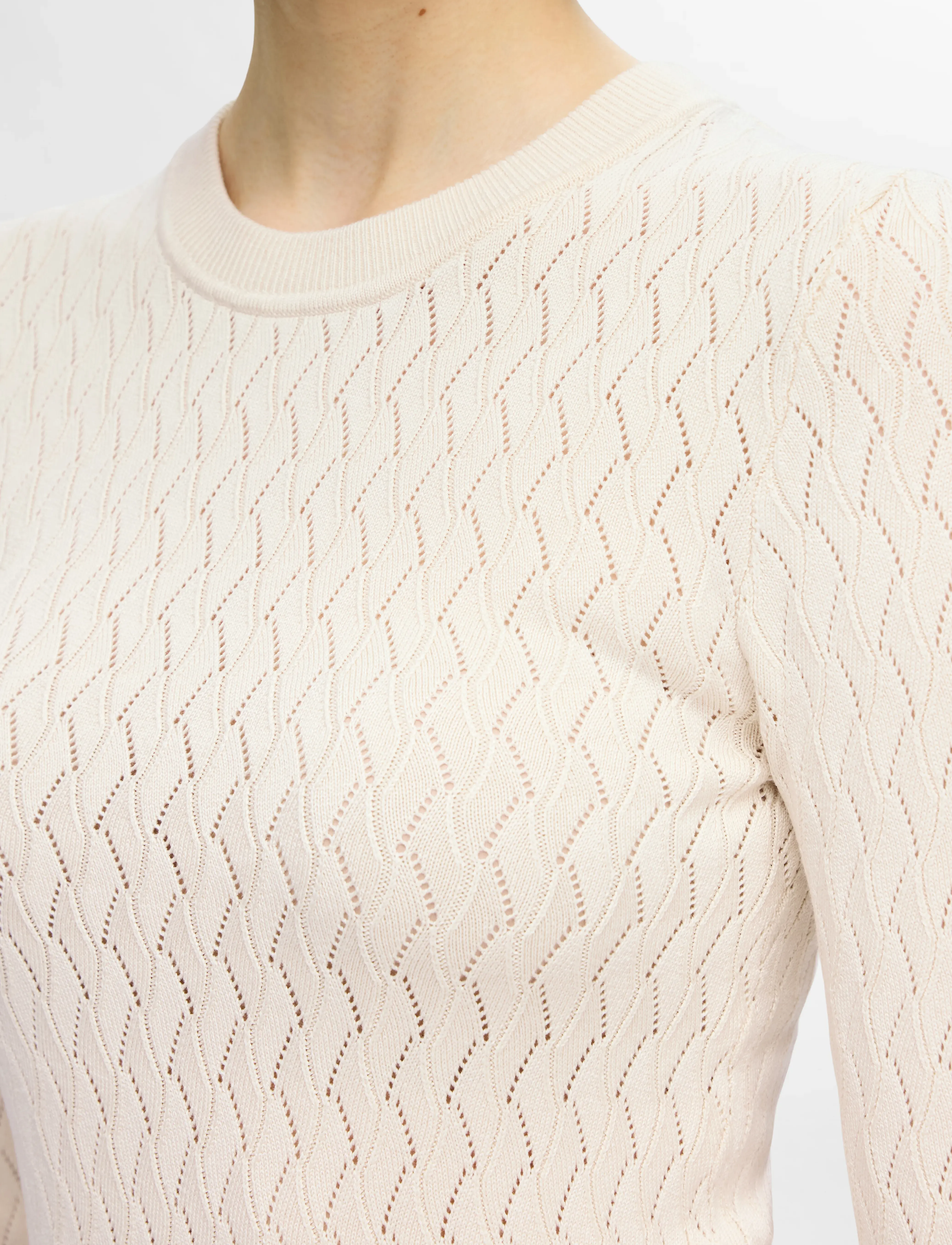Selected - SLFCABALA LS KNIT O-NECK - laveste priser - birch - 5