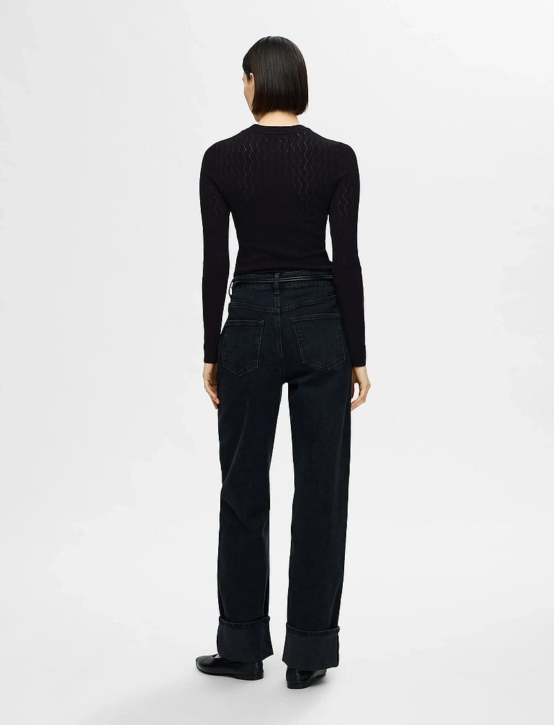 Selected - SLFCABALA LS KNIT O-NECK - stickade tröjor - black - 3