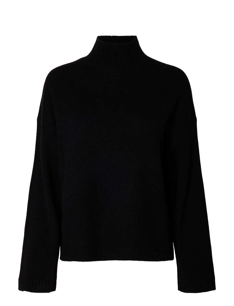 Selected - SLWCILLE CASHMERE BLEND HIGH NECK NOOS - kaschmir - black - 1