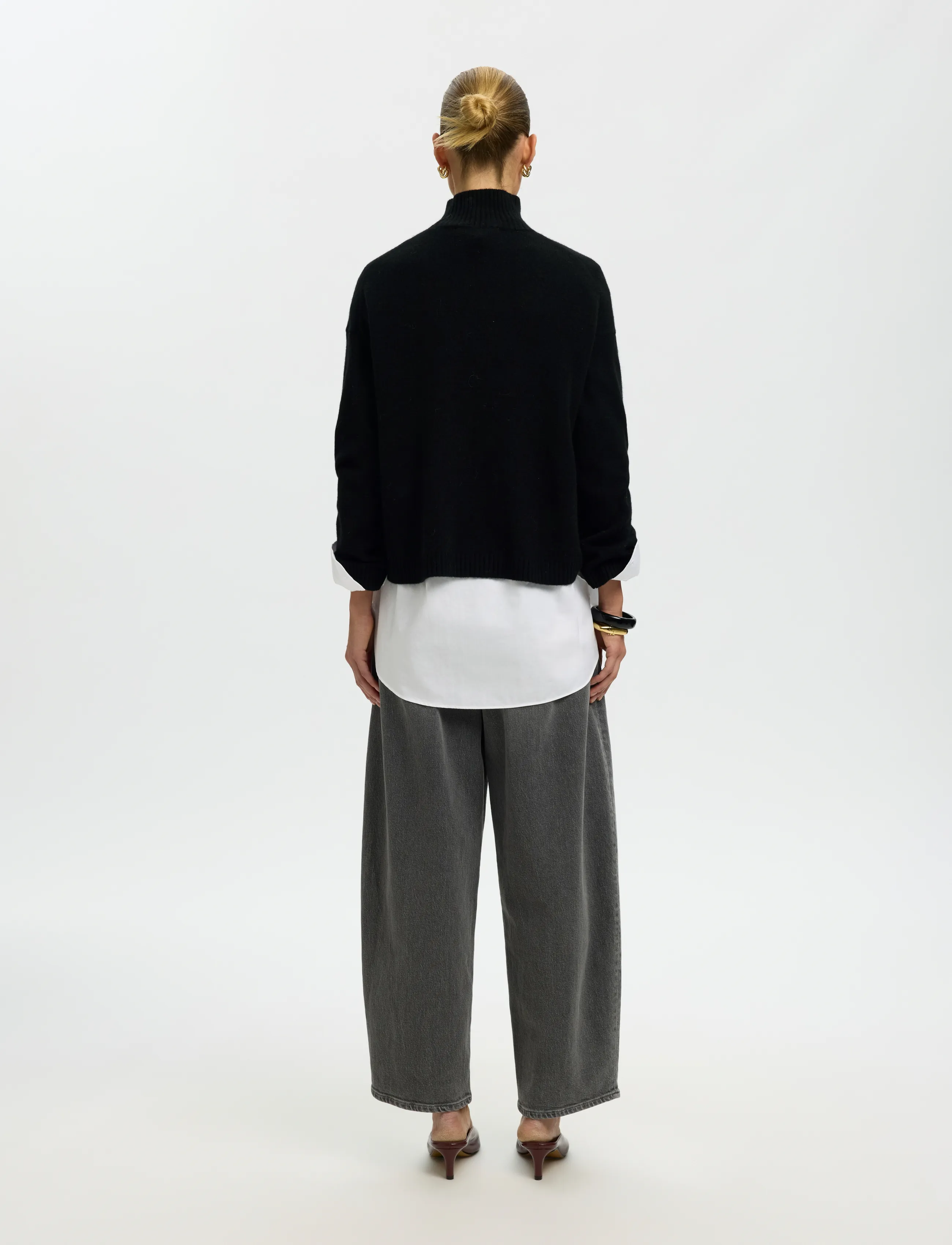 Selected - SLWCILLE CASHMERE BLEND HIGH NECK NOOS - cashmere - black - 2