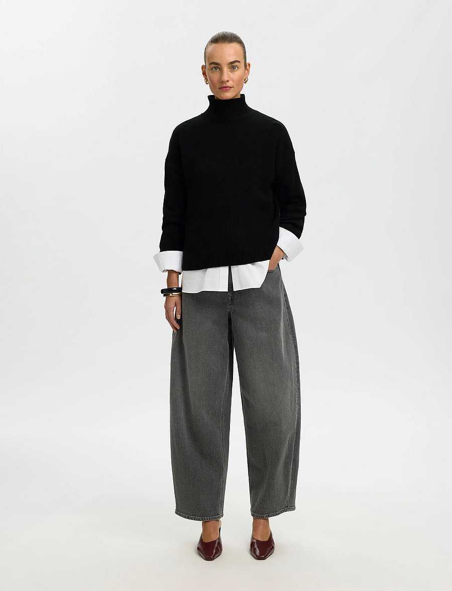 Selected - SLWCILLE CASHMERE BLEND HIGH NECK NOOS - kaschmir - black - 3