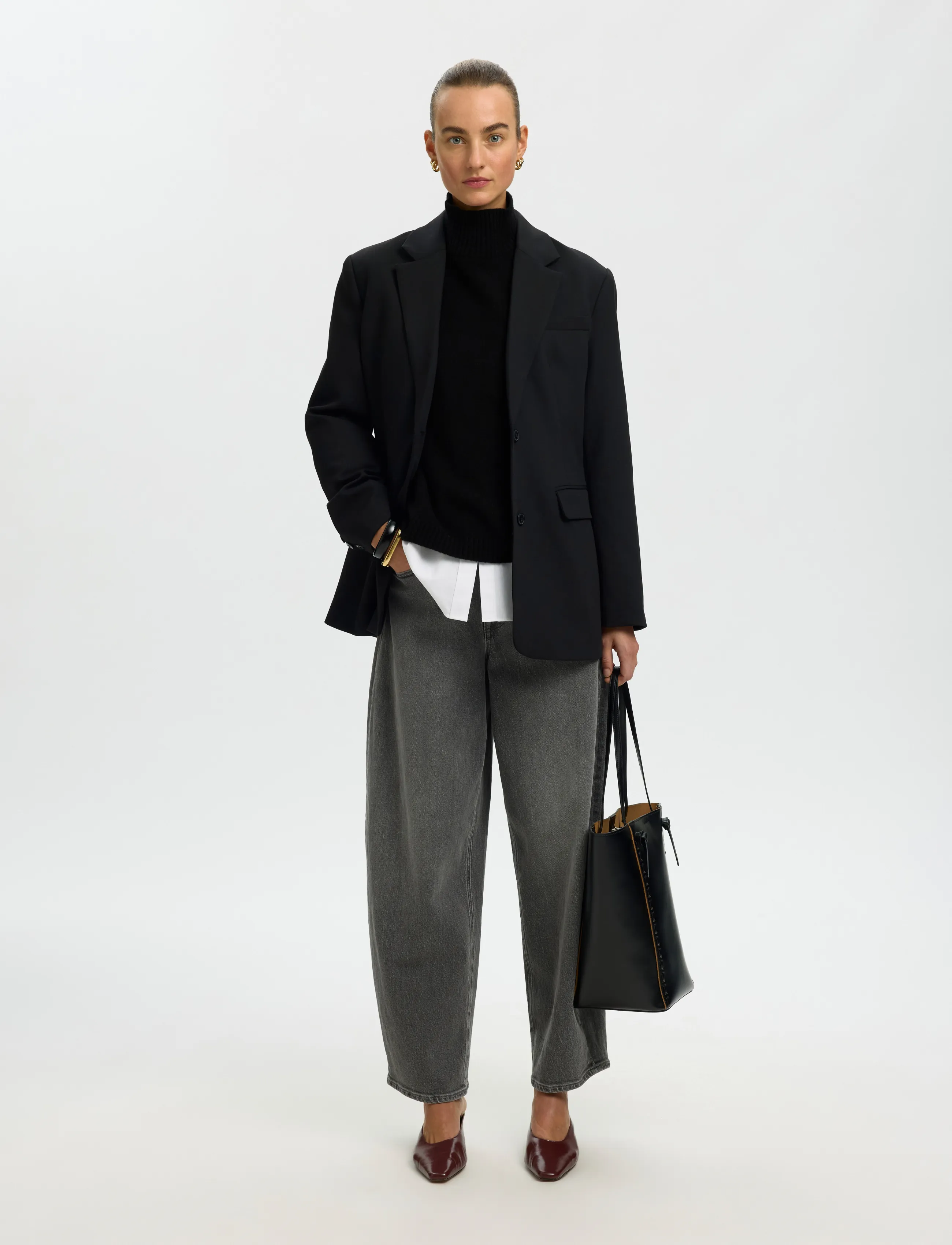 Selected - SLWCILLE CASHMERE BLEND HIGH NECK NOOS - cashmere - black - 5