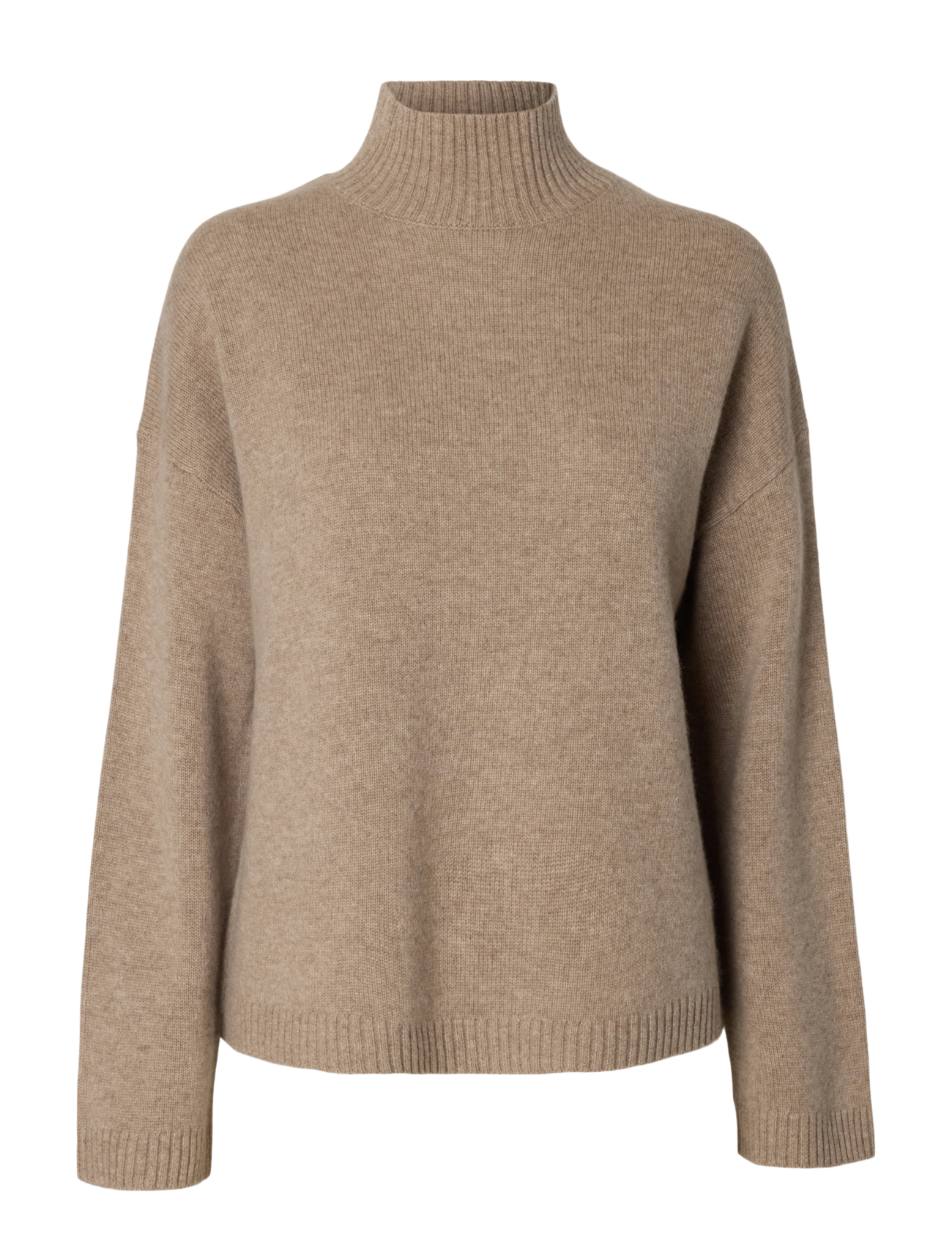 Selected - SLWCILLE CASHMERE BLEND HIGH NECK NOOS - kašmiir - irish cream - 1