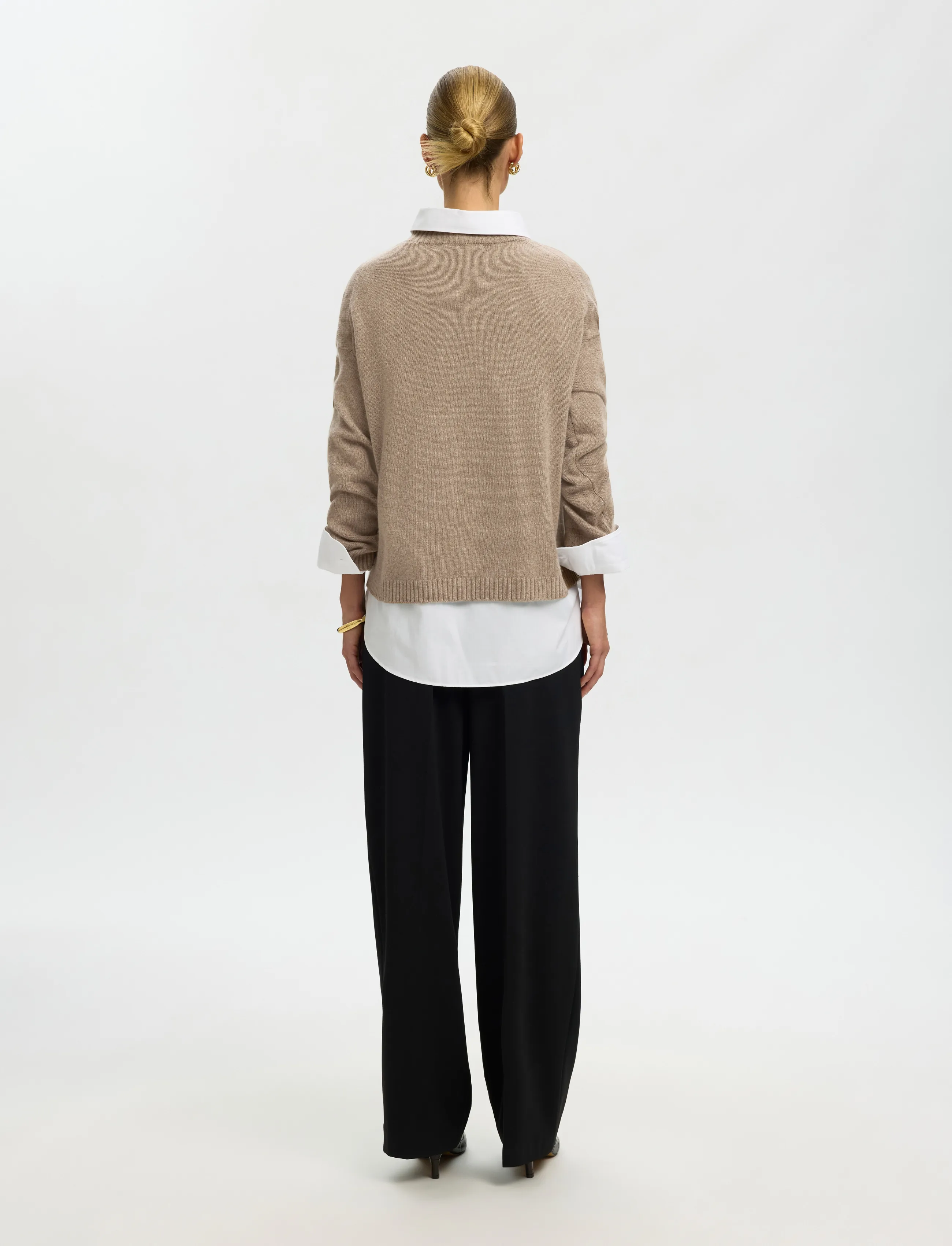 Selected - SLWCILLE CASHMERE BLEND HIGH NECK NOOS - kašmiir - irish cream - 2