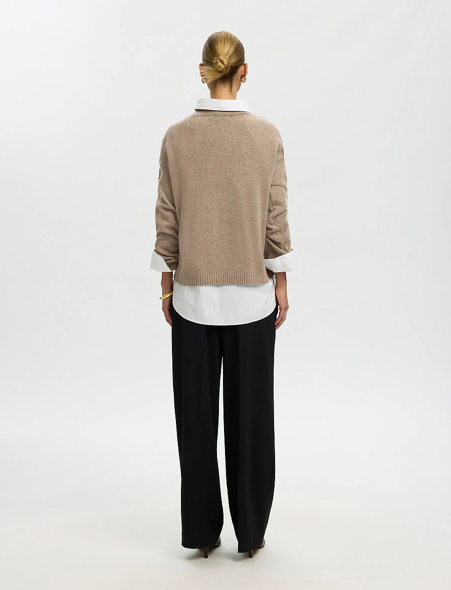 Selected - SLWCILLE CASHMERE BLEND HIGH NECK NOOS - kašmiir - irish cream - 2