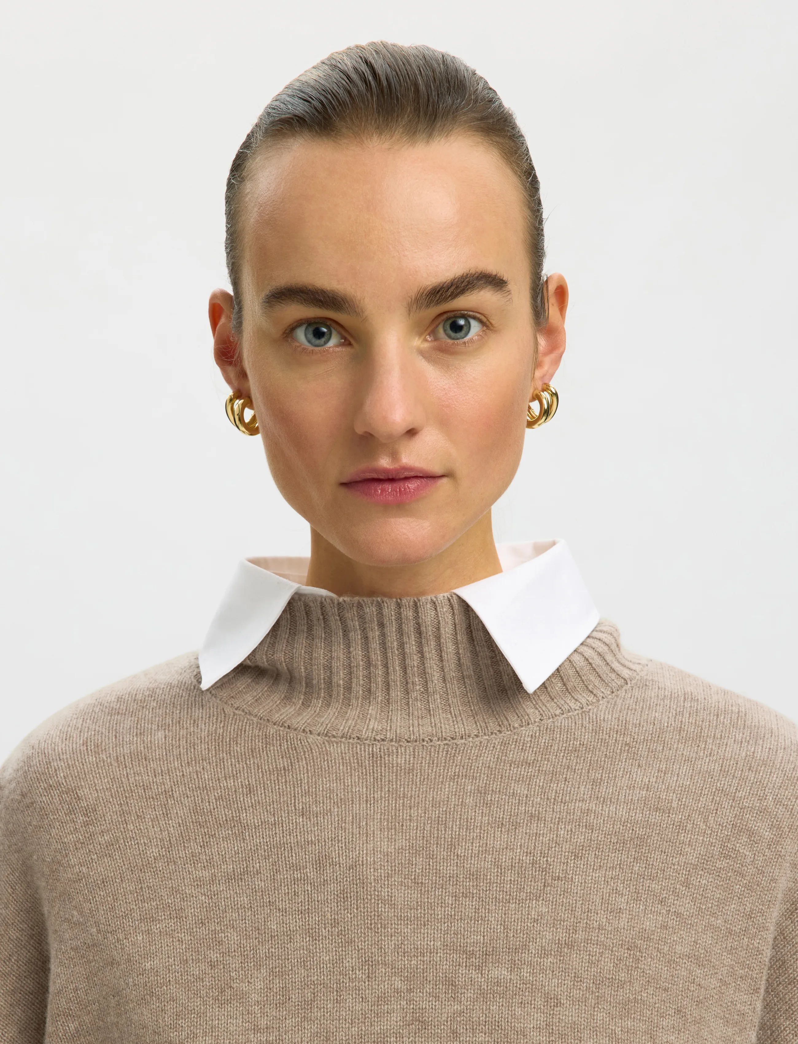 Selected - SLWCILLE CASHMERE BLEND HIGH NECK NOOS - kašmiir - irish cream - 4