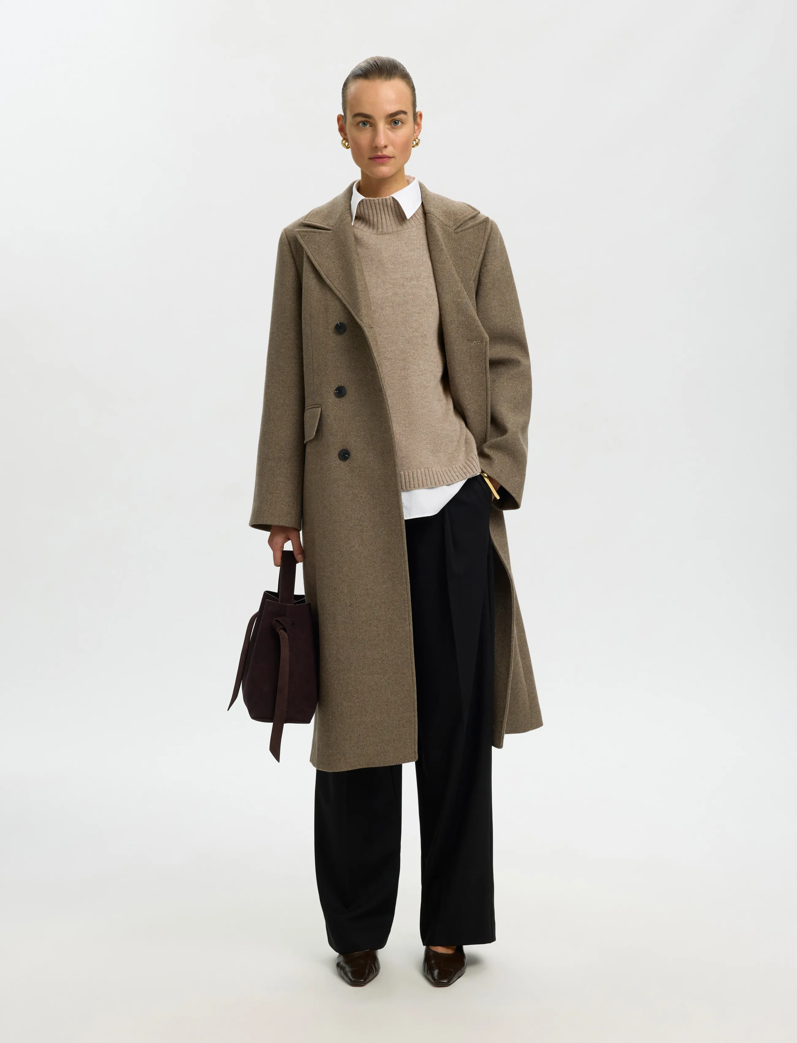 Selected - SLWCILLE CASHMERE BLEND HIGH NECK NOOS - kašmiir - irish cream - 5