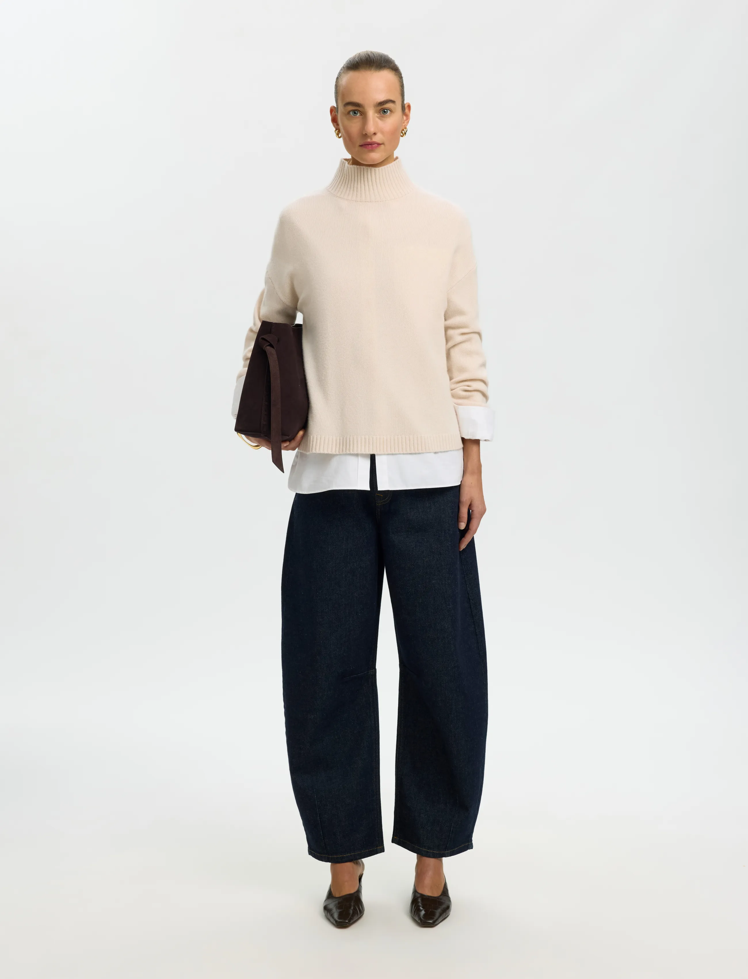 Selected - SLWCILLE CASHMERE BLEND HIGH NECK NOOS - cashmere - snow white - 3