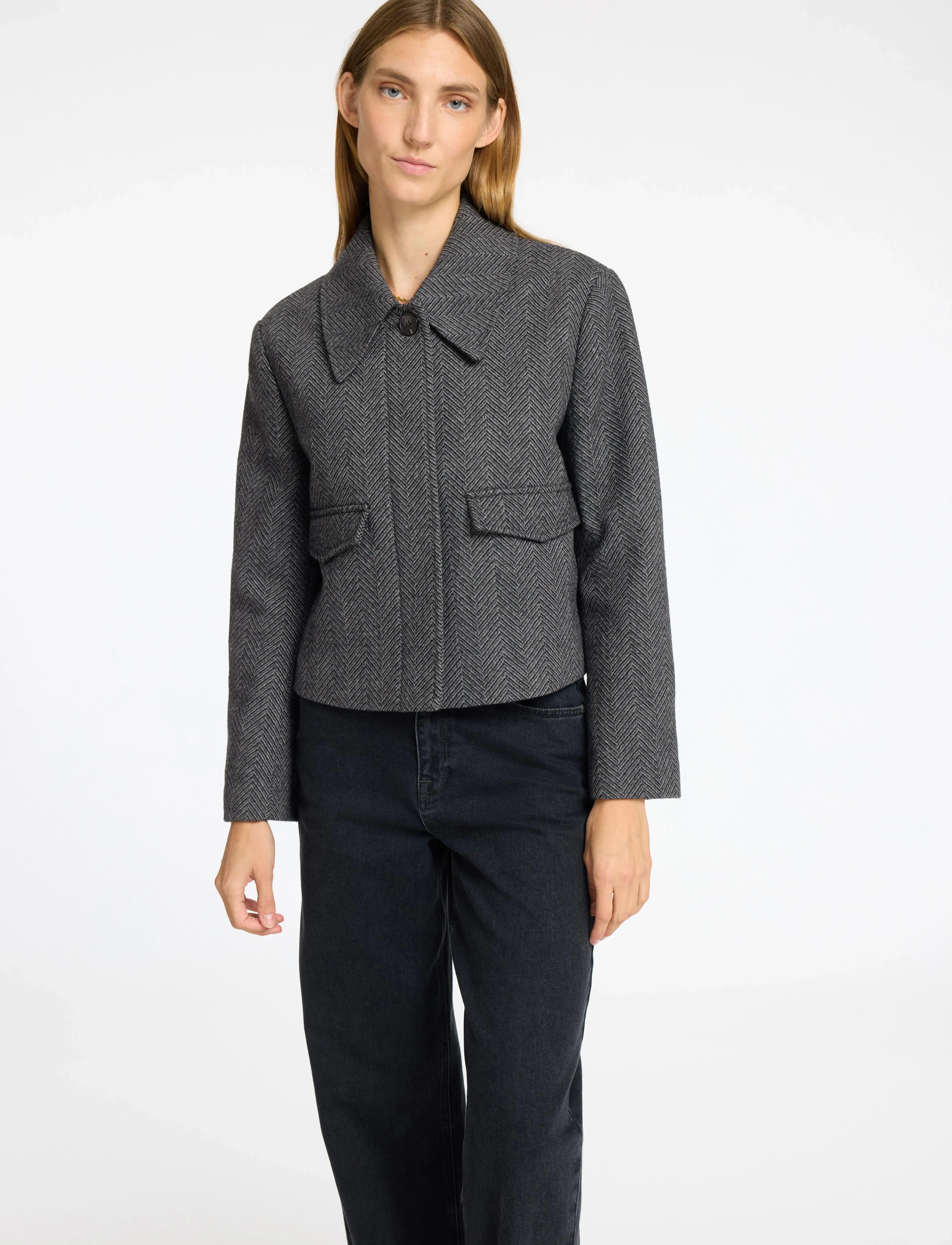 Selected - SLFHENNY SHORT WOOL JACKET - uldjakker - volcanic ash - 4